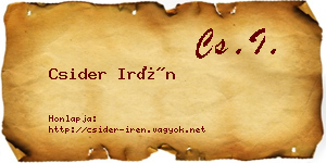 Csider Irén névjegykártya
